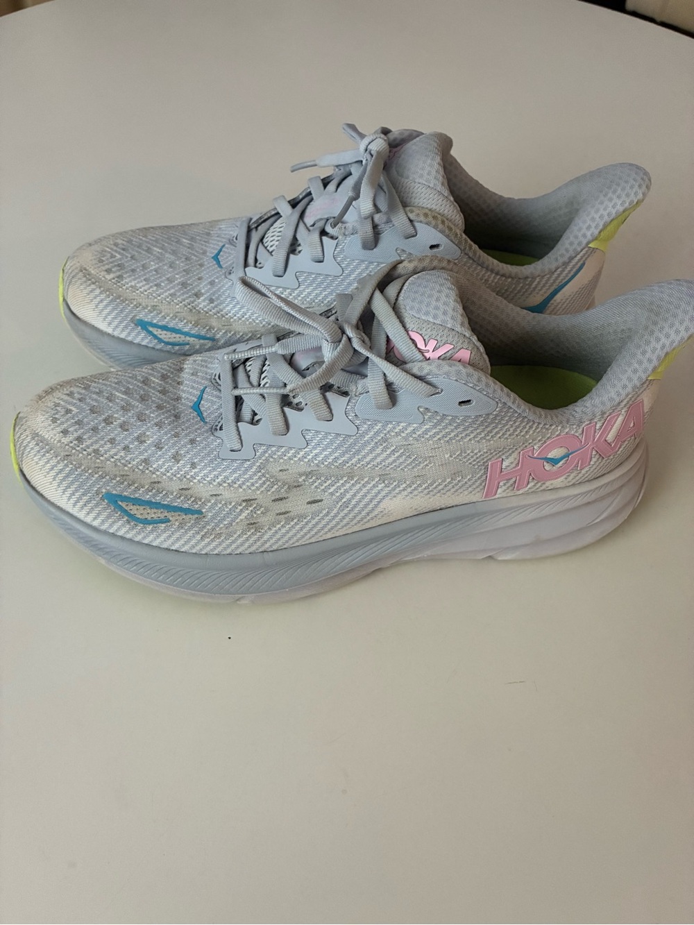 Hoka One One Shoes Womens 8.5B Clifton Bondi 9 Women’s Gull/Sea Ice